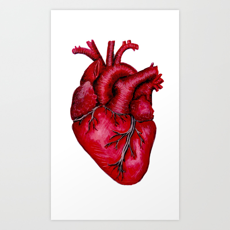 Anatomical Heart Painting Red Art Print By Lisska Society6