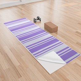 [ Thumbnail: Purple and Lavender Colored Striped Pattern Yoga Towel ]