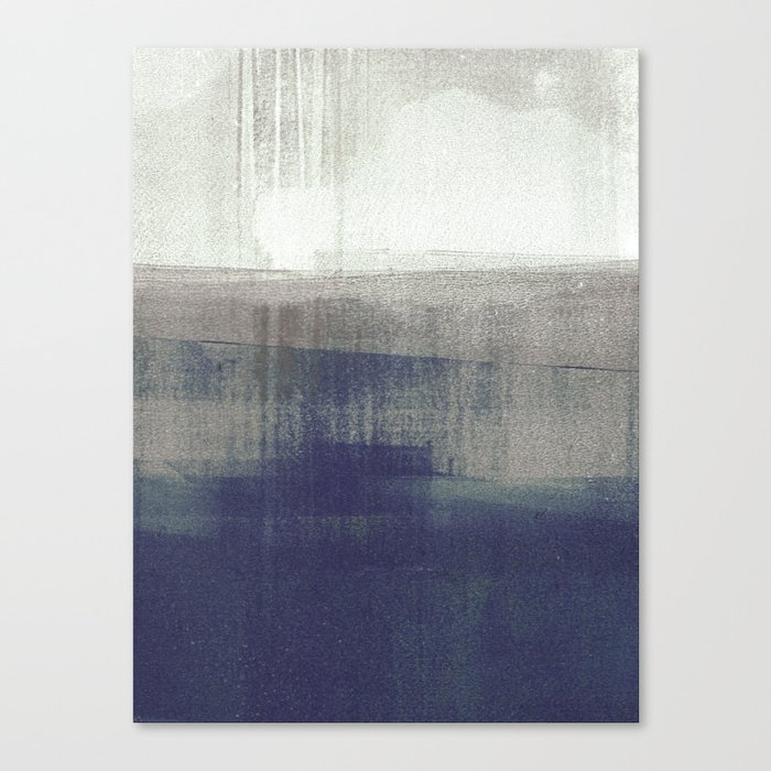 Navy Blue And Grey Minimalist Abstract Landscape Canvas Print By