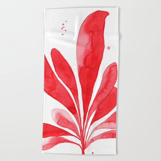 Underwater Botanical Red no. 1 Beach Towel
