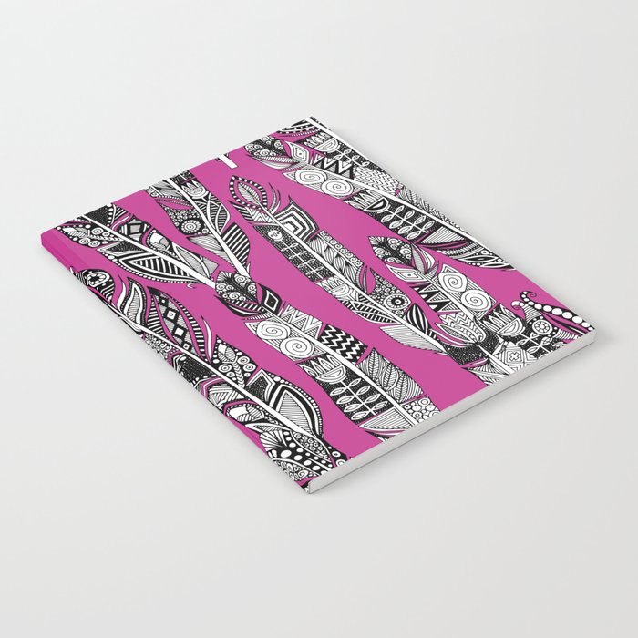 geo feathers hot pink Notebook
