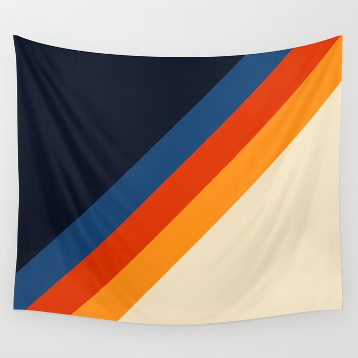 Colorful Classic Retro 70s Vintage Style Stripes - Padona Wall Tapestry