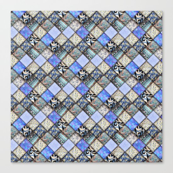 Faux Patchwork Quilting - Blues Canvas Print