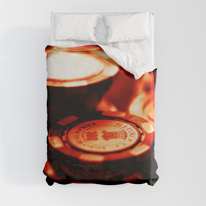 Casino Chips Stacks-Red Duvet Cover