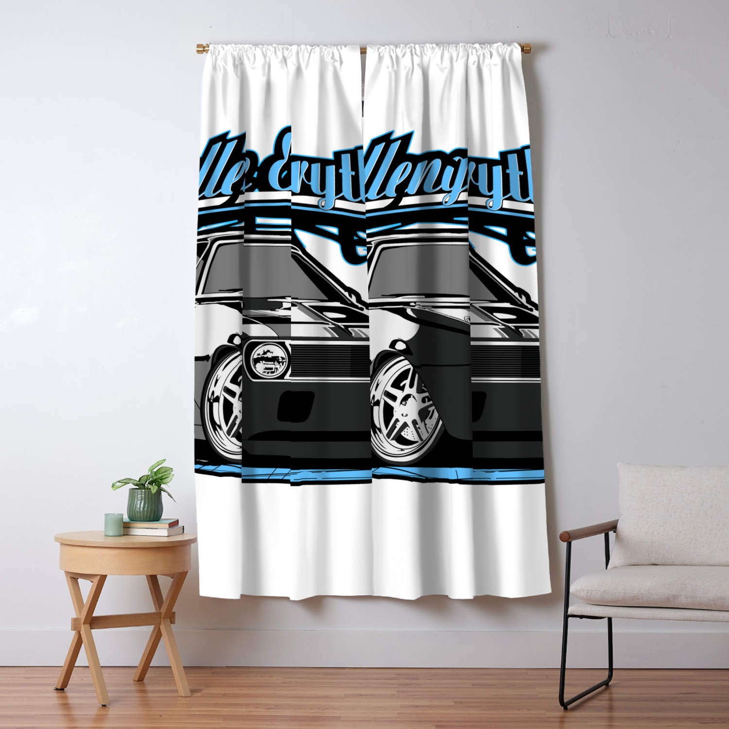 Label Muscle Car Legend Of America Blackout Curtain By Oleggol