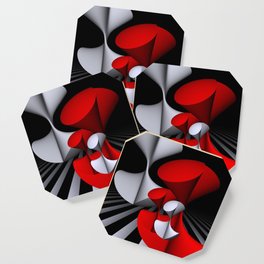 3D in red, white and black -11- Coaster | Geometric, Red, White, Graphicdesign, Polynomial, Opart, Black, Digital, Mathematical, 3D 