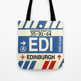 EDI Edinburgh • Airport Code and Vintage Baggage Tag Design Tote Bag