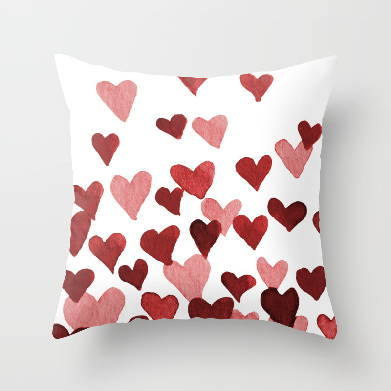 Valentine S Day Watercolor Hearts Red Throw Pillow By Wackapacka Society6