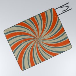 Grunge Retro Spiral Picnic Blanket