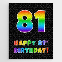 [ Thumbnail: HAPPY 81ST BIRTHDAY - Multicolored Rainbow Spectrum Gradient Jigsaw Puzzle ]