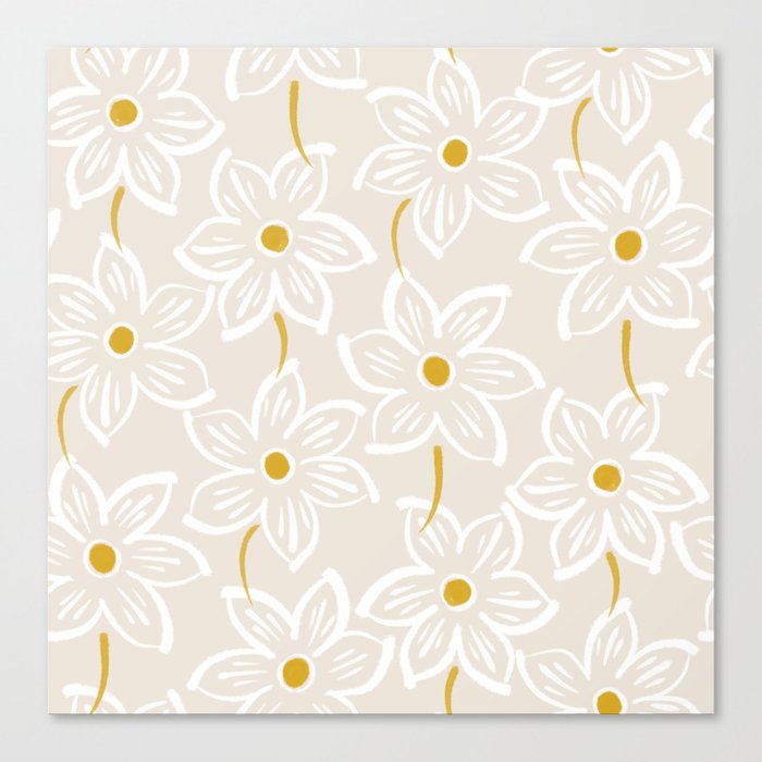 Field of Flowers | Pale Neutral | Pattern Canvas Print