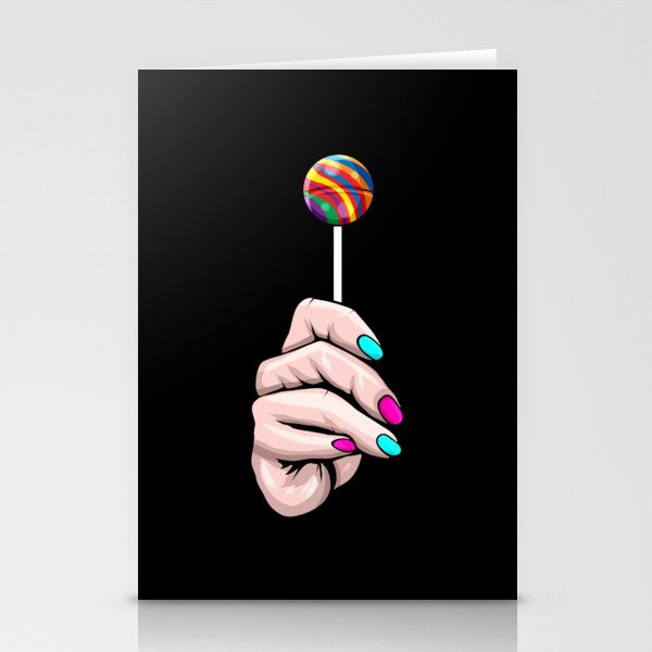 Hand holding a colorful Lollipop - Pride Month LGBTQ Stationery Cards