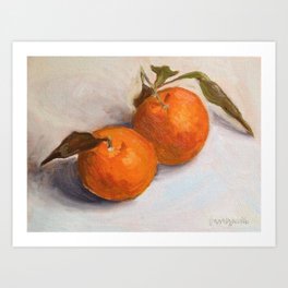 Two Mandarines Orange Fruit Still Life Painting Art Print By