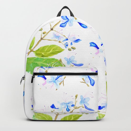 blue butterfly flowers watercolor Backpack