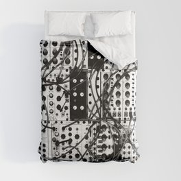 analog synthesizer system - modular black and white Comforter