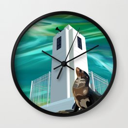 Lighthouse, Seal and Northern Lights Wall Clock
