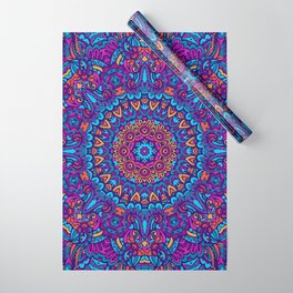 Festive Abstract Boho Mandala 8 Wrapping Paper | Tantrism, Psychedelic, Hinduism, Consciousness, Pattern, Hindu, Shintoism, Hippie, Buddhist, Frolicswithdogs 
