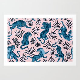 Blue asian tigers Art Print