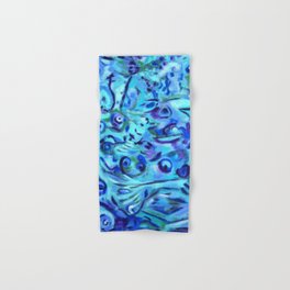 WATER LILIES, blue turquoise & purple abstract oil painting  Hand & Bath Towel