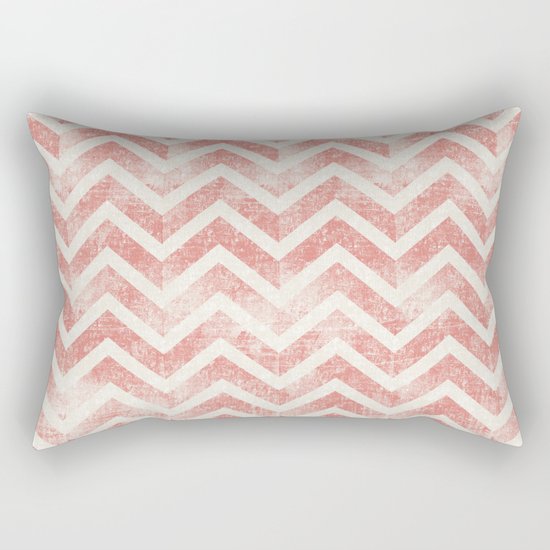 Maritime Navy Chevron Herringbone ZigZag in White Red Rectangular Pillow