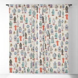 Vintage Style Robot Collection Blackout Curtain