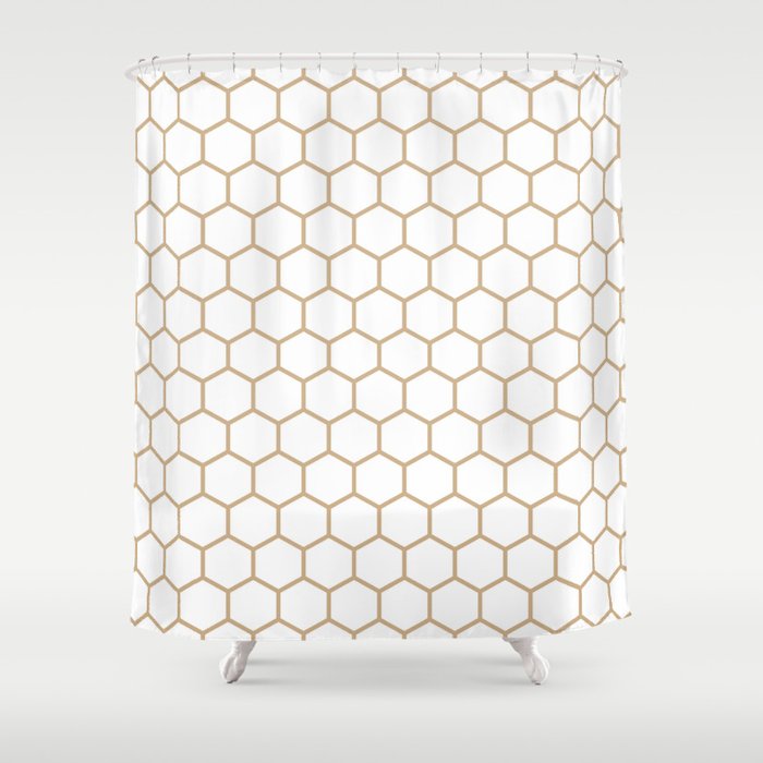 Honeycomb (Tan & White Pattern) Shower Curtain