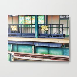 Bay 50 Street Metal Print | Brooklyn, Station, Painting, A Platform View, Transportation, View, People, Train, Landmark, Transit 