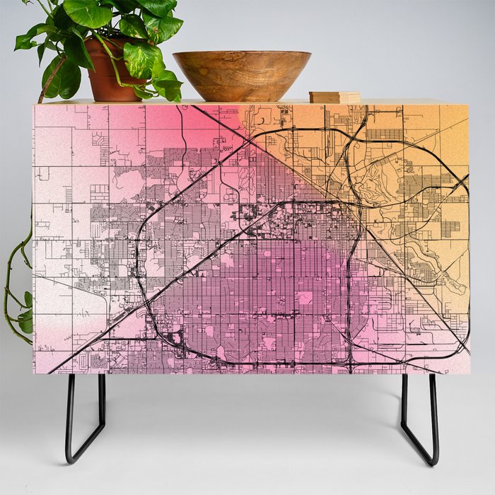 Lubbock, USA - Colorful City Map Credenza