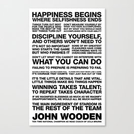 John Wooden Motivational Quotes Canvas Print