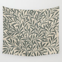 Vintage, Willow Leaf, William Morris, Green and Cream Wall Tapestry