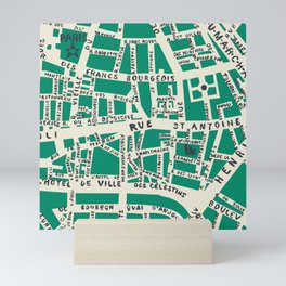 PARIS MAP GREEN Mini Art Print
