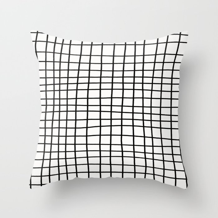 Handdrawn Grid Throw Pillow