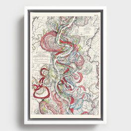 Beautiful Vintage Map of the Mississippi River Framed Canvas