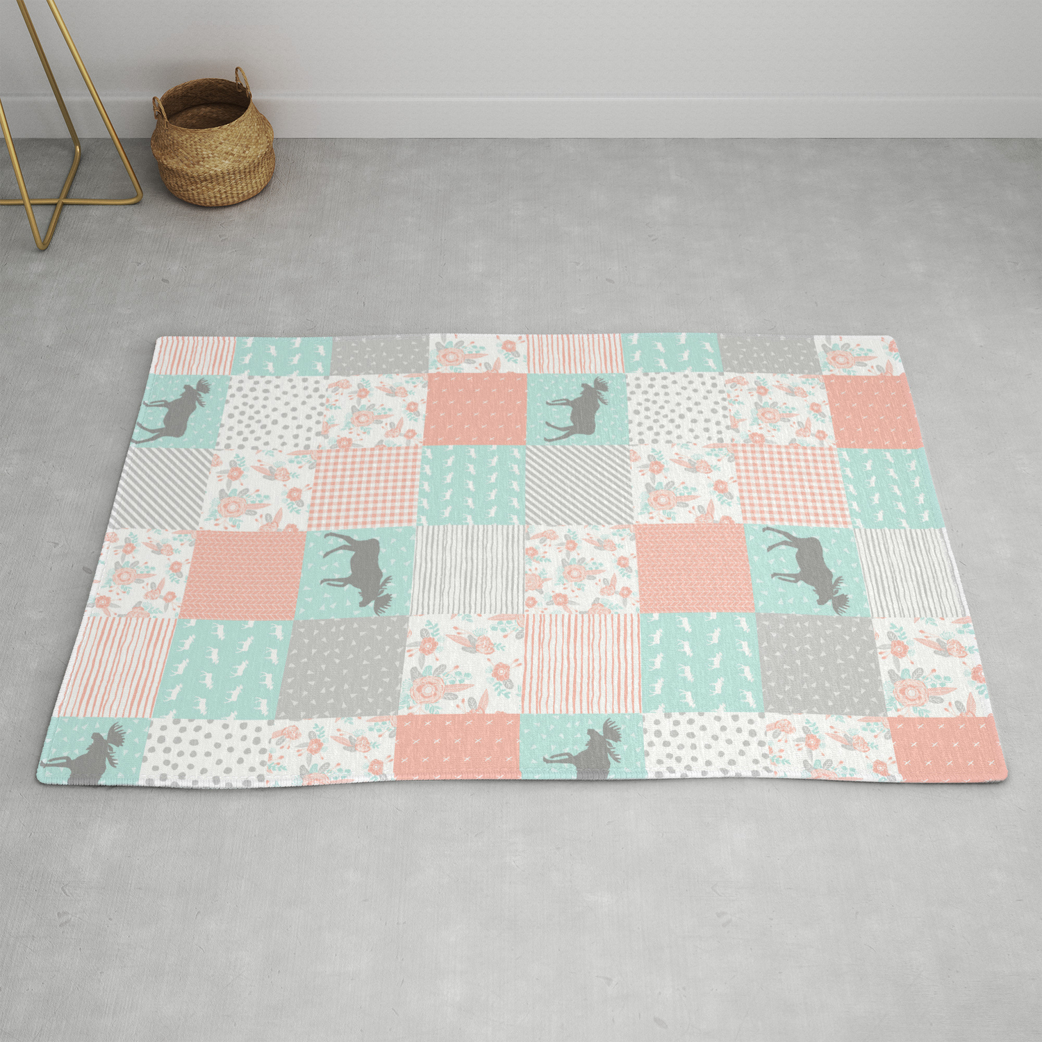 Modern Quilt Pattern Square Quilt Baby Nursery Gender Neutral Gifts For New Baby Room Rug By Charlottewinter