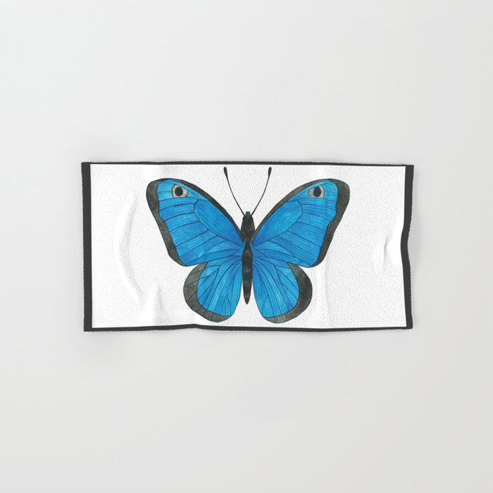 Morpho Butterfly Illustration Hand & Bath Towel