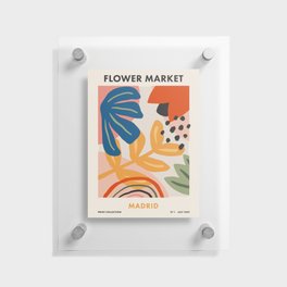 Flower Market Madrid, Abstract Retro Floral Print Floating Acrylic Print