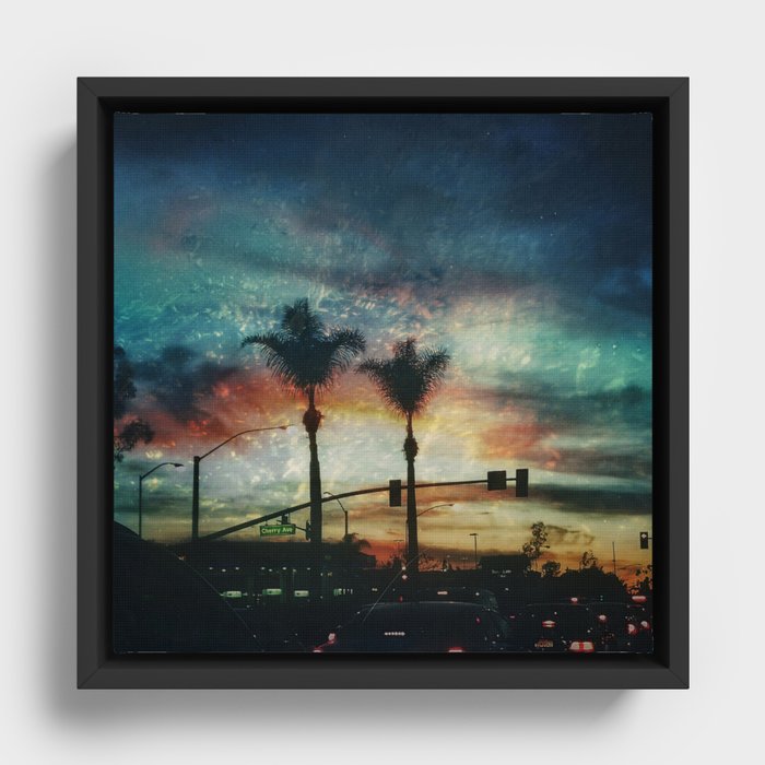 Cherry Nights and Ocean Skies Framed Canvas