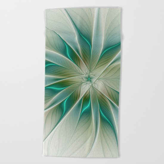 Floral Lights, Abstract Fractal Art Beach Towel