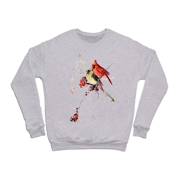 Cardinal Birds, birds art, two bird artwork cardinal bird Crewneck Sweatshirt