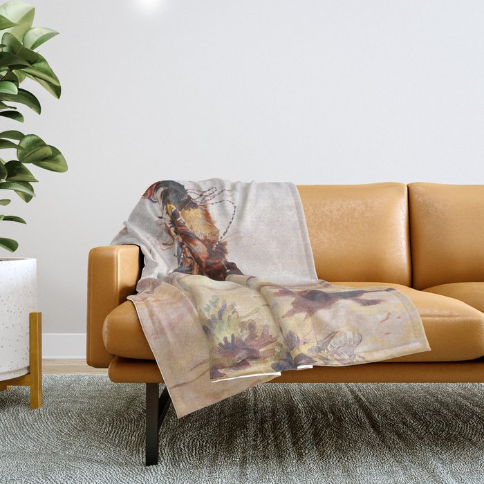 A Bad Hoss Charles Marion Russell Throw Blanket