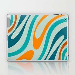 Wavy Loops Retro Abstract Pattern in Teal Aqua Orange Laptop Skin