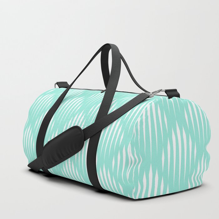 Mint Blue and White Abstract Pattern Duffle Bag