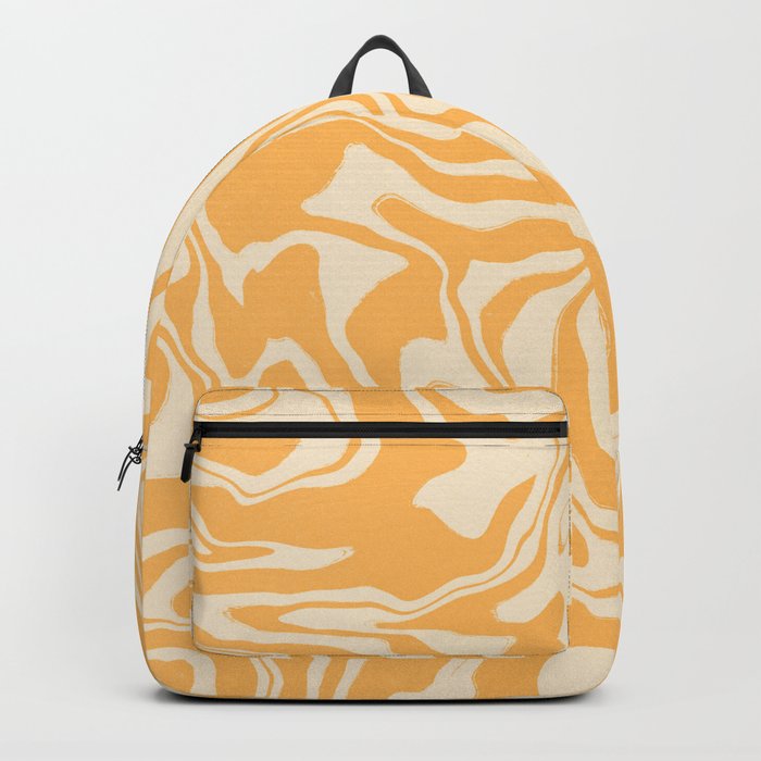 Abstract Swirl Retro 70s Mango Yellow Backpack