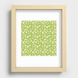 Light Green And White Summer Beach Elements Pattern Recessed Framed Print