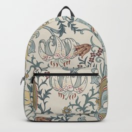 William Morris Enchanted Golden Lily Cream Blue Floral Backpack | Fabric, Midcentury, Painting, Print, Williammorris, Wallpaper, Style, Cream, Design, Artsandcrafts 