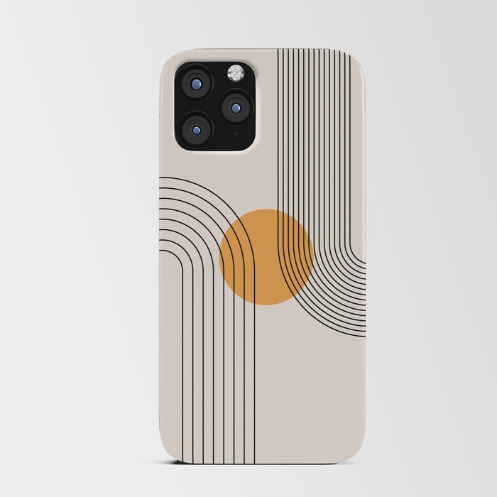 Geometric Lines in Black and Beige 24 (Rainbow and Sun Abstraction) iPhone Card Case