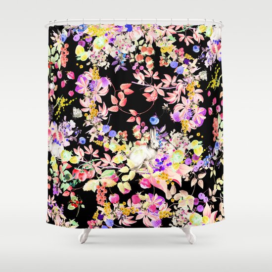 Soft Bunnies black Shower Curtain