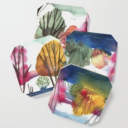 River Landscape Watercolor Painting Coaster