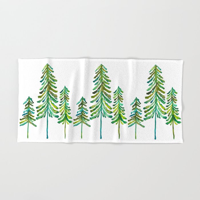 Pine Trees Green Palette Hand & Bath Towel by catcoq Society6