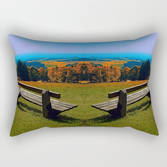 Summertime scenery and the bench to watch it Rectangular Pillow